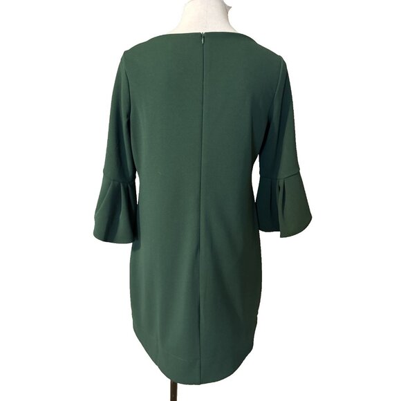 Vince Camuto Dress 10 P 10P Emerald Green 3/4 Flutter Sleeve Stretch Washable - Picture 8 of 15